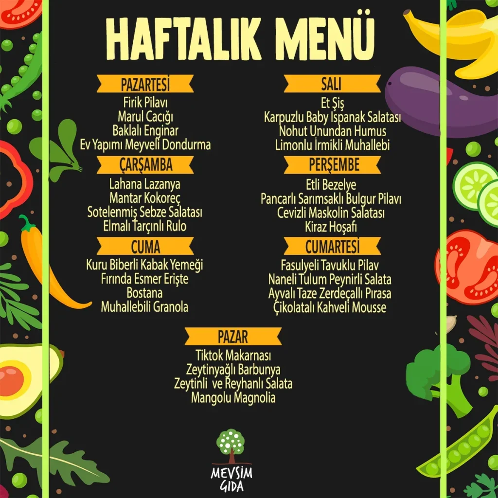 Sağlık Güçlendiren Haftalık Menü Önerileri Pratik Lezzetler